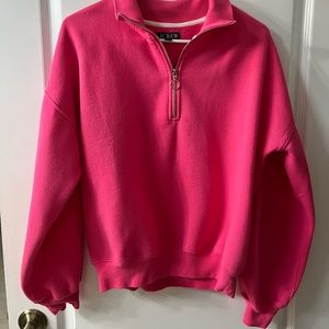 J.Crew bright pink half zip sweatshirt.  Medium